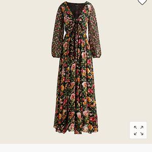 JCrew Tie-front Lurex® dress in mixed print, new with tags